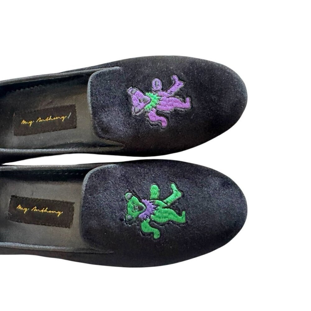 May Anthony Limited Edition Grateful Dead Black Velvet Loafers w/ Dancing Bears - Picture 2 of 14